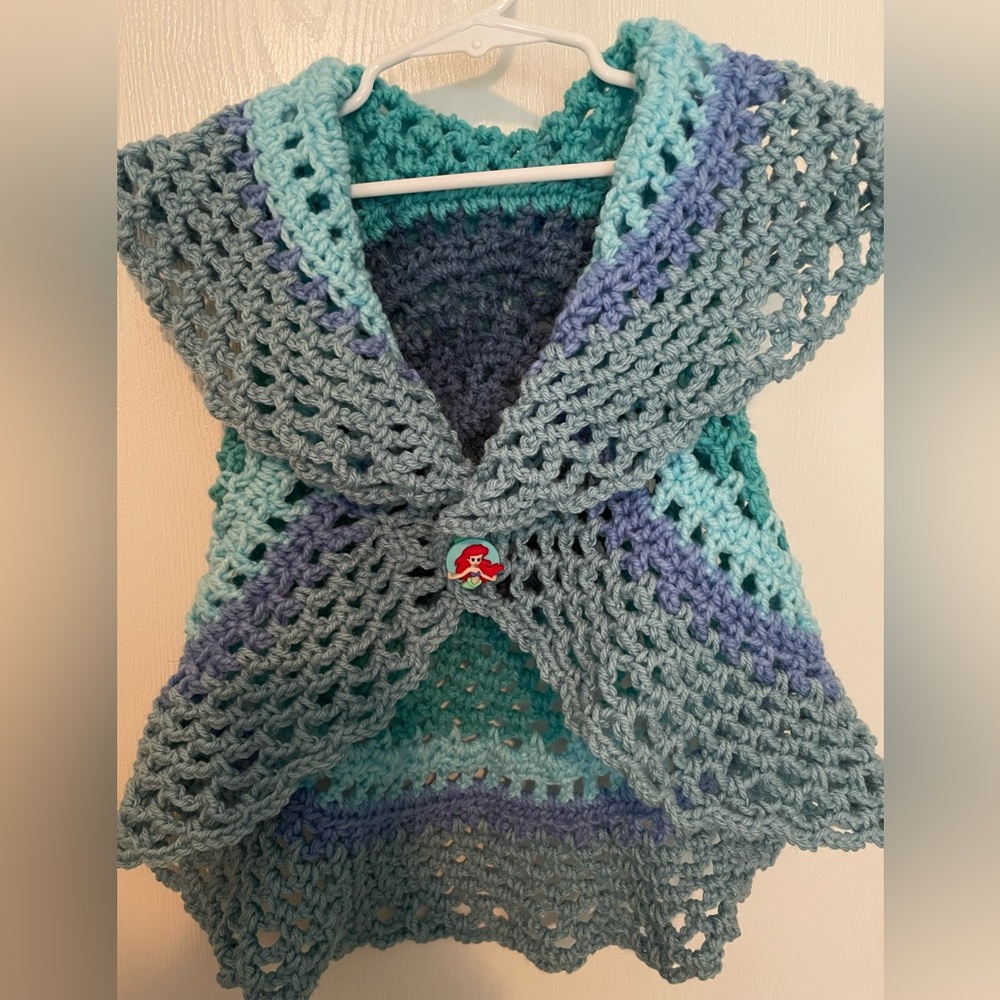 Handmade Crochet Child Vest in Blues and Purple